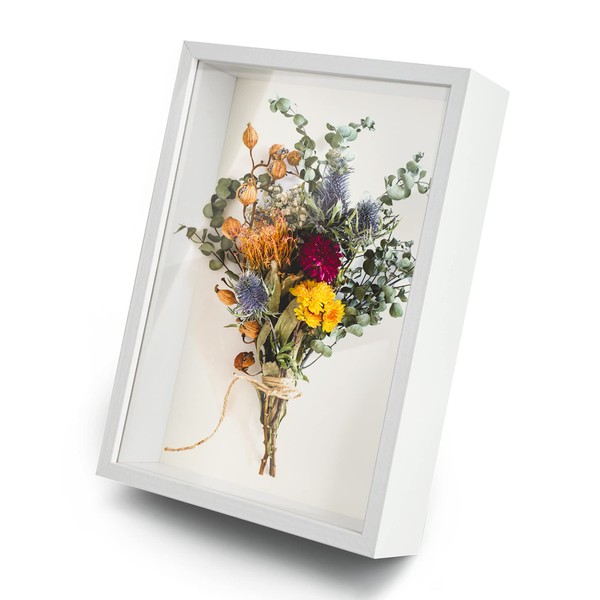 Shadow Box Frame, Wooden White Deep Box Frame Large Deep