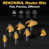 REKCKRUL 6Pcs Chamfer Router Bits Set with Bearing, 1/2 Inch