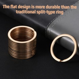 Alrhso 12 Pcs 1" Gold Split Key Ring Gold Stainless Steel Flat Keychain Ring Heavy Duty Keys Split Rings for Car Keys Dog Tag Office Home