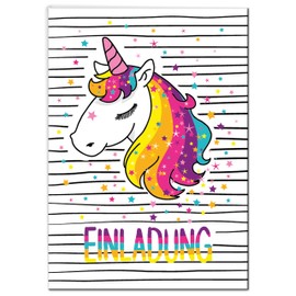 JuNa-Experts 10 Invitations for Children's Birthday Party for Girls Unicorn / Unicorn / Invitations / Beautiful and Colourful Birthday Invitations, Modern