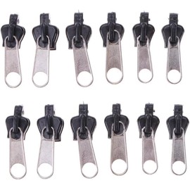 12Pcs Black Universal Instant Zipper Repair Kit Replacement Zip Slider Teeth Zippers Design Arts Zipper Pulls,Crafts and Sewing Zipper Replacement,Fasteners,Zipper Repair Kit,Zipper Replacement Kit