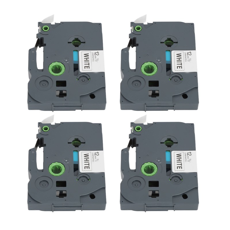 4Pcs Label Tape 12mm Waterproof Black On White Label Maker