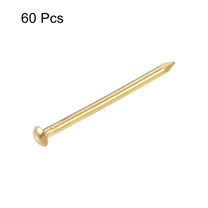 sourcing map 60pcs Small Hardware Brass Nails 1.5 mm x