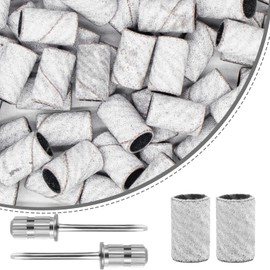 200Pcs 240 Grit Sanding Bands for Nail Drill, Nail Sanding Bands for Natural Nails, Extra Fine Sanding Bands for Nails, Nail Drill Sanding Bands for Manicures & Pedicure, White Sanding Bands