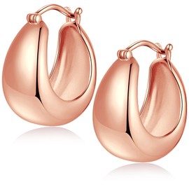 Hoop Earring for Women, Sleeper Hoops Huggie Hinged Earrings, Hypoallergenic S925 Sterling Silver Tear Large Oval Huggie Small Hoop Earrings Hypoallergenic Jewellery Gifts E666 - RG, Silver Cubic