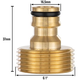 Poppstar Set of 2 tap adapters with 1 inch male thread and plug-in coupling for garden hose (compatible with Gardena plug-in system)
