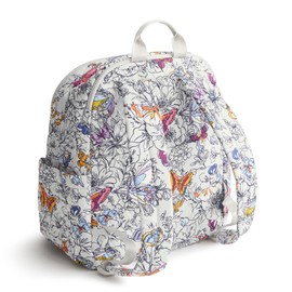 Vera Bradley Women's Bancroft Backpack-Premium Cotton Bookbag, Wing + Bloom, One Size