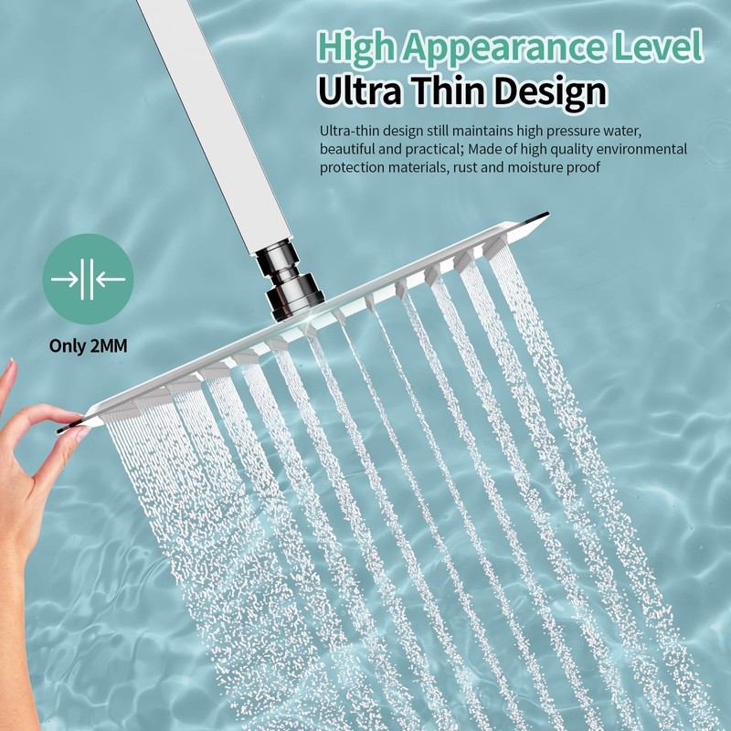 SR SUN RISE Luxury 10 Inch Large Square Stainless Steel