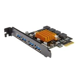 PCI-E to USB 3.0 4-Port Expansion Card, Internal Converter PCI Express Expansion Card for Desktop PC Card, Support Casaos, WindowsXP/7/8/10, Linux and MAC OS