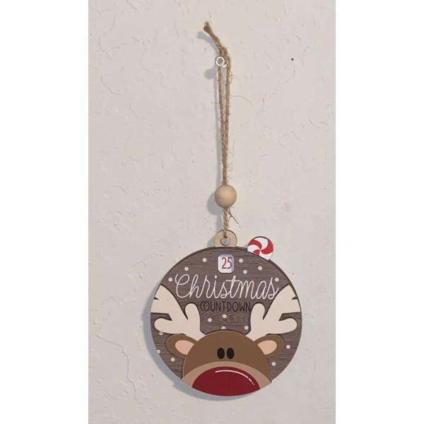 Wooden Christmas Ornaments, Christmas Reindeer Countdown Ornament, Days Till Chr