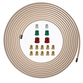 MuHize Copper Nickel Brake Line - 25 Ft of 3/16 Non-Magnetic Copper Nickel Brake Line with 16 Fittings, 3/16" Brake Line Tubing Kit Replacement Roll Corrosion Resistant