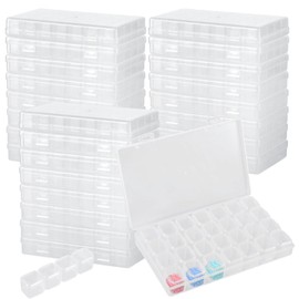 24 PCS Bead Box Organizers, Transparent Beads Organizers with 28 Slots for Orderly Storage, Plastic Jewelry Parts Containers with Labels, Ideal for Small Items and Crafts