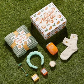 Sunny&Wise Care Package For Women - Designed in USA - Self Care Gifts After Surgery, Get Well Soon, Orange Fruit Themed, Thinking of You, 12 Oz Good Vibes Tumbler