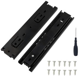 GIVIHGETI Pack of 2 Drawer Runners 200 mm Ball Runners Drawer Extension Runners 20 cm Drawer Hinges Drawer Guide for Kitchen Cabinet 45 kg Load Capacity Black