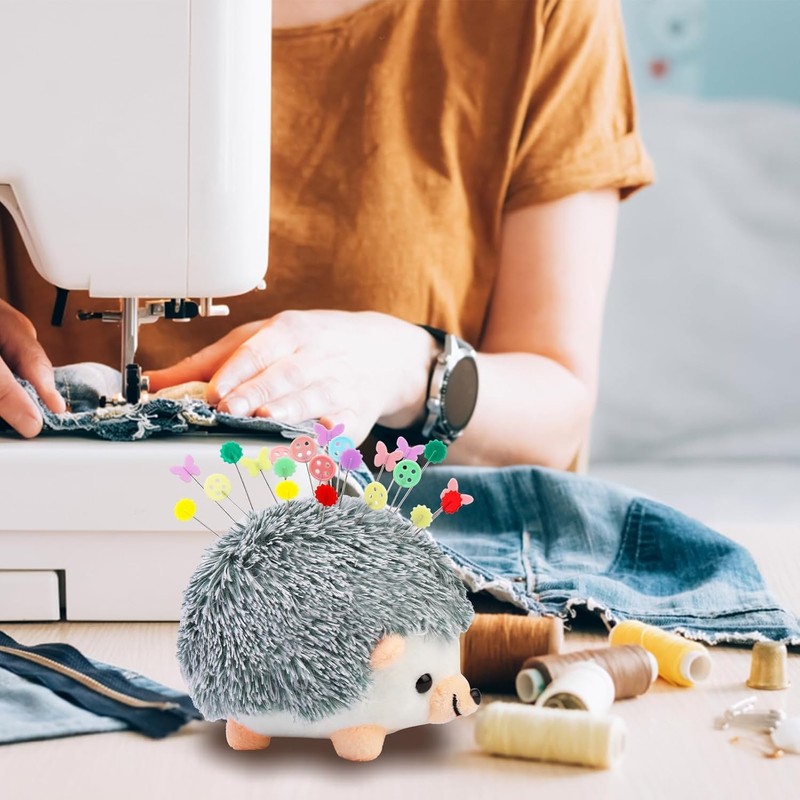 Cute Hedgehog Shaped Needle Pin Cushion Set with 400 Colorful