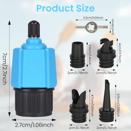 OFFCUP SUP Pump Adapter, Air Valve Converter with 4 Valve Nozzles, Universal Multifunction Air Valve Attachment for Inflatable Boat Kayak Paddle Board Inflatable Bed Dinghy