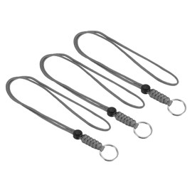 PATIKIL Paracord Lanyard with Keyring 18 Inch, 3 Pack Necklace Keychain Cord Metal Hook Strap for Keys Whistle ID Card Badge Holder, Gray