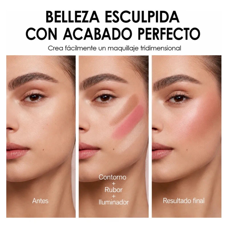 Rubor En Barra 3 En 1 Contorno Iluminador Waterproof 7g