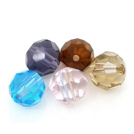 Pack of 50 Mixed Crystal Quartz Faceted Round Beads, 8mm