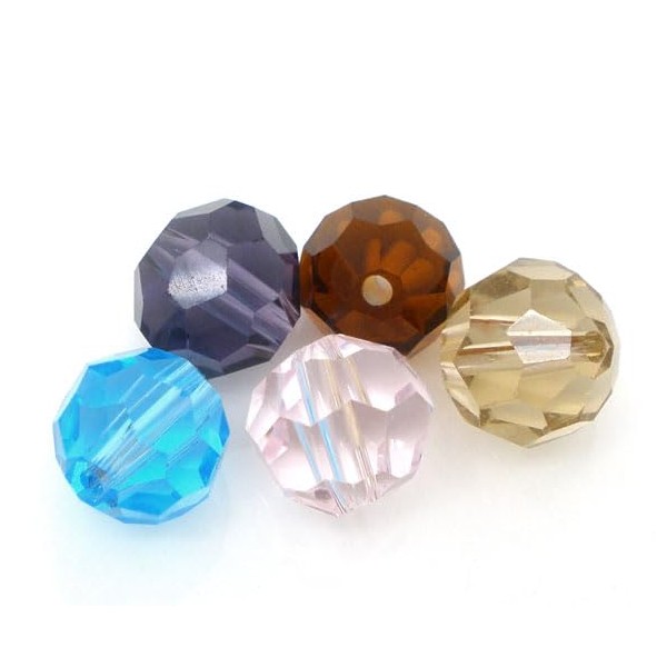 Pack of 50 Mixed Crystal Quartz Faceted Round Beads, 8mm