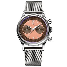 Pagani Design Luxury Men's Chronograph Watches Synthetic Sapphire VK64 Quartz Movement 200M Waterproof Leather Strap Vintage Analogue Wristwatch (Orange-mesh)