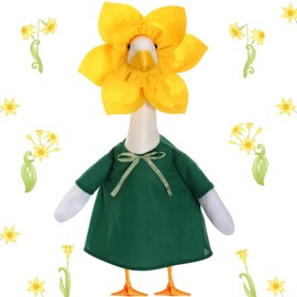 Chicingyou Daffodil Goose Outfit Summer Spring Porch Goose Costume with Daffodil Headgear Cute Statue Clothes for 23 Inch Outdoor Patio Garden Yard Cement Statue Decorations
