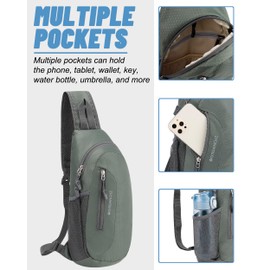 PivotWing Sling Bags For Men Women, Cross Body Bag Men Women Hiking Travel Sports Lightweight Shoulder Chest Bags Small Slim Sling Backpack Dog Walking Daypack Crossbody Bag Army