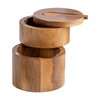 Salt Box Swivel Lid,Sea Salt Container Box Built-in Spoon -