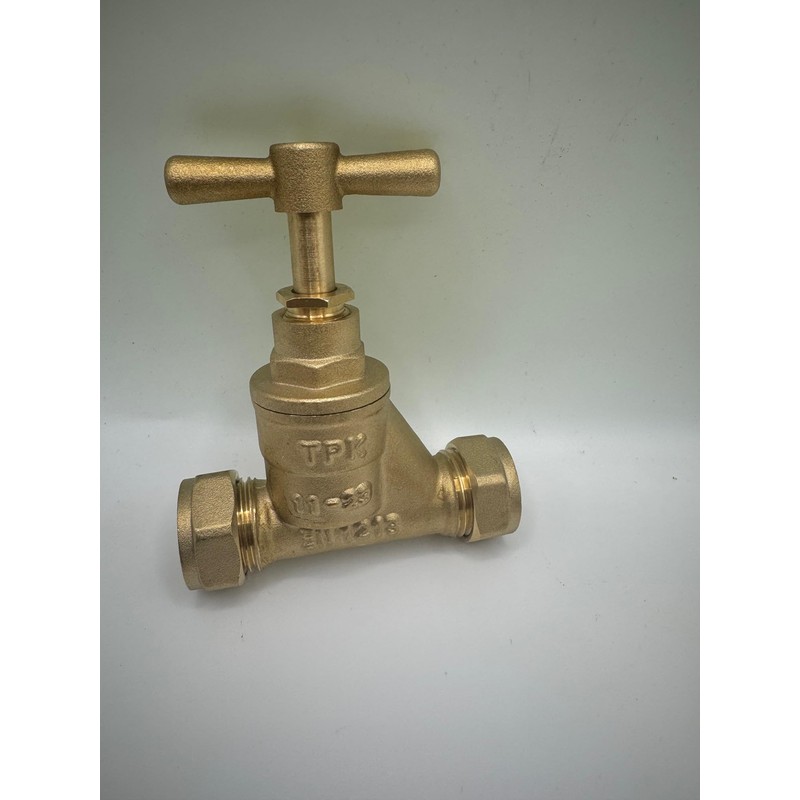 15mm Brass Stopcock Valve, Compression Connection, BS1010 and BS EN1213