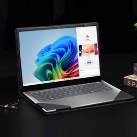 Laptop Cover for HP OmniBook X Laptop Next Gen AI PC - 14-fe0087nr |14-fe000|14-fe0097nr|14-fe0057nr|14-fe0058nr 14" PU Leather Inside Pocket Cover (Dark Gray)