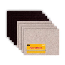 WIZARD SLIDERS Felt Furniture Pads Self-Adhesive for Hardwood Floors, 8pcs 8" x 6" x 1/5" Cuttable Furniture Pads Square Furniture Movers, Floor Protector Cut into Any Shape, Beige & Brown