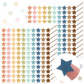 Whaline 2400Pcs Boho Star Mini Sticker 10 Colors Paper Decals Colorful Self-Adhesive Sticker Labels for Classroom Envelopes Seals Scrapbook Gifts DIY Supplies, 0.75 in