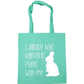 Hippowarehouse I Already Have Valentines Plans, With My Rabbit Tote Shopping Gym Beach Bag 42cm x38cm, 10 litres
