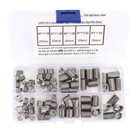 100pcs M7 *1 Coiled Wire Thread Repair Insert Stainless Steel Thread Screws Sleeve Set