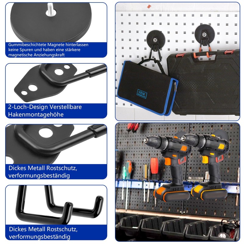 Keukenket 88 mm Strong Magnetic Hooks, Double Hooks, Magnetic Base