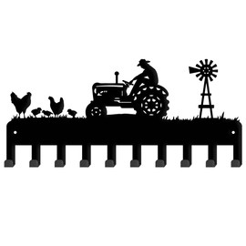 SUPERDANT Farm Metal Key Holder Farm Tractor Wall Mounted Key Organizer Key Hanger with Hooks Home Storage Hat Cloth Necklace Living Kids' Room Door Home Wall Decoration 33×15cm