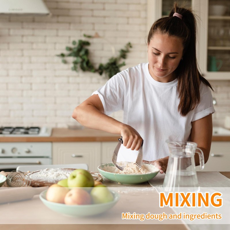 ALLTOP Stainless Steel Bench Scraper and Pastry Blender Cutter Set,