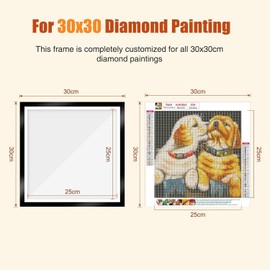 RICUVED 2 Packs Diamond Painting Frame, Diamond Painting Picture Frame, 30 x 30 cm, 5D Diamond Painting Frame Picture for Diamond Painting, 30 x 30 cm, Diamond Painting Frame with Hook (Black)
