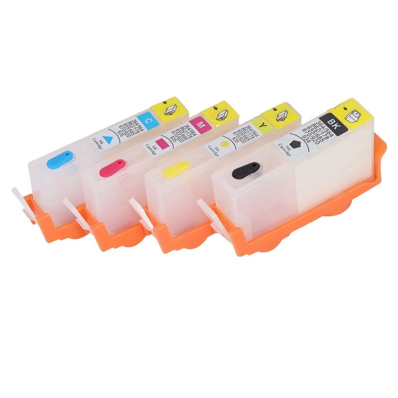 4 Pcs Ink Cartridge Black Blue Magenta Yellow Permanent Chip