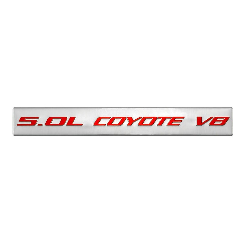 5.0L Coyote V8 RED on Silver Highly Polished Real Aluminum