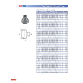 2-1/2" X 1" 304 Stainless Steel Class #150 Threaded Reducing Bell Coupling