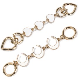 2PCS Bag Extender, Purse Strap Extender Bag Chain Strap Handbags Accessories Bag Charms for Shoulder Cross-Body Purse Clutch Handbag Supplies(White Heart and Moon)
