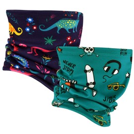 MCTi Kids Neck Gaiter Warmer Winter Fleece Scarves Face Masks 2 Packed for Snow Skiing Snowboarding