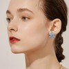 ZRU 925 Sterling Silver Blue Snowflake Stud Earrings for Women