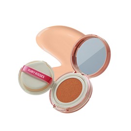 Ruby Kisses Cushion Foundation, Full Coverage Korean Makeup, Lightweight & Long Lasting, All Day Natural Glowy Finish for All Skin Types with Hyaluronic Acid & Bakuchiol (Ivory, 0.52 Ounce)