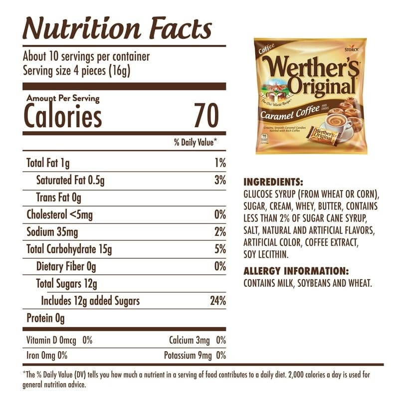 (PACK 4) Werther's Original Caramel Coffee Hard Candies - Bundle