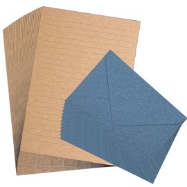 Stationary Set Letter Envelopes Paper Vintage 24 Pcs Stationery Paper&12pcs Envelopes For Love Letters Party Weeding Invitations Birthday(Blue)