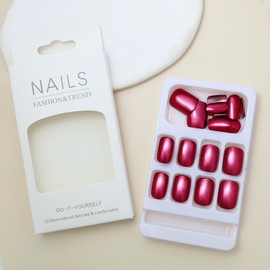 Red Press on Nails Short Square Fake Nails with Design Red Mirror Acrylic Nails Supplies Solid Color Glitter False Nails for Women and Girls Reusable Nails Sets 24 pcs KTAABTR Nails