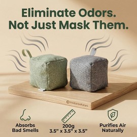 4 pack Naturally Activated Bamboo Charcoal Air Purifying Bags | Natural Home Deodorizer Bag | Charcoal Bag Odor Absorber For Pets | Odor Eliminator &