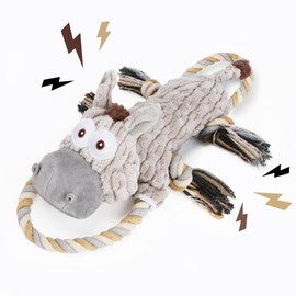 Large Squeaky Dog Toys for Aggressive Chewers,Interactive Tug of War Puppy Toys with Pull Rope,Tough Plush Pet Dog Chew Toys for Small, Medium and Big Dogs